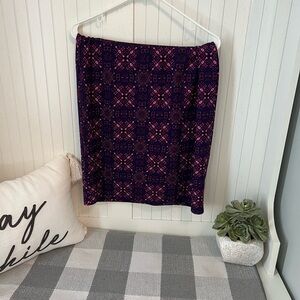 LuLaRoe Purple and Pink Patterned Midi Skirt